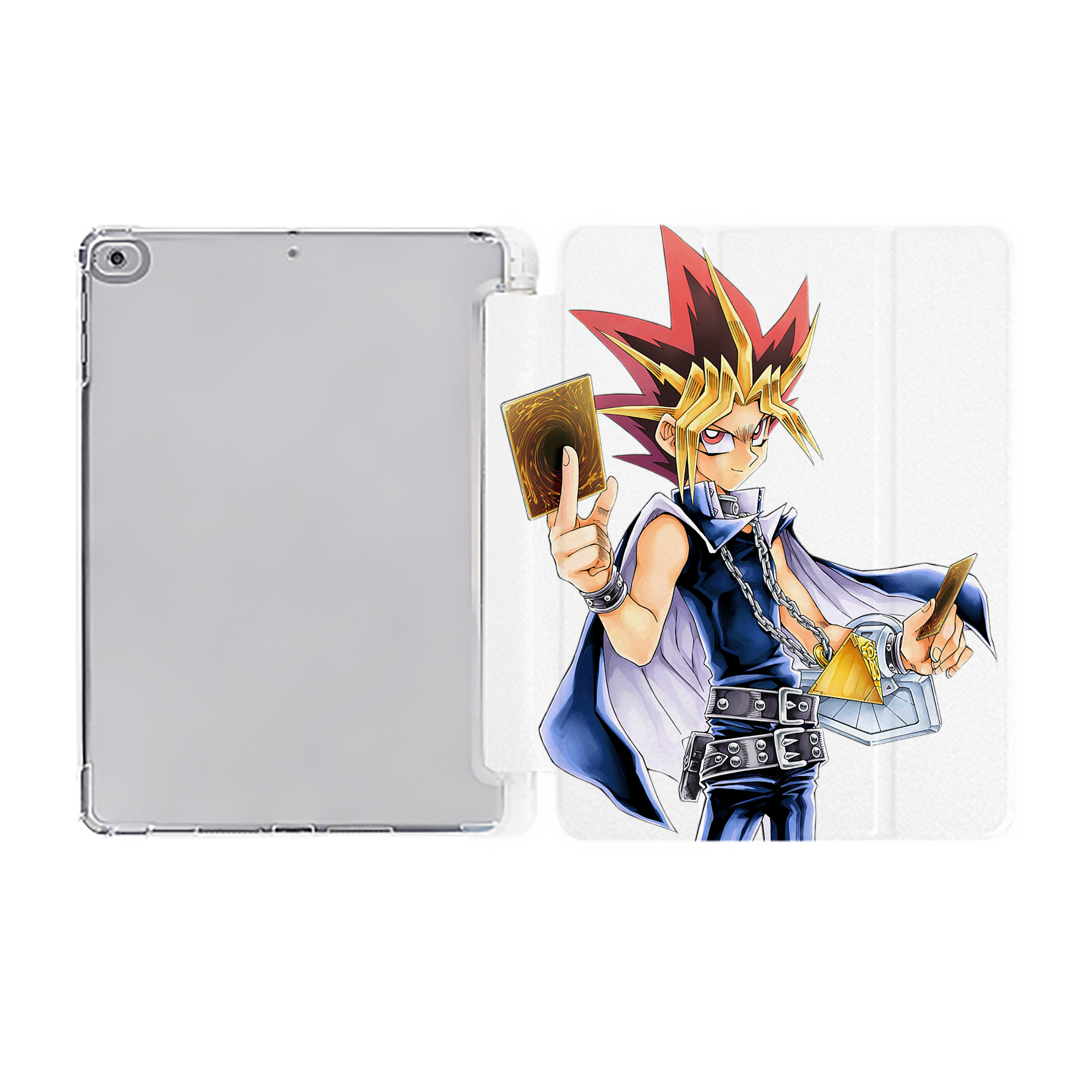 （画像用） 遊☆戯☆王 Yu-Gi-Oh! IPad ケース ペン収納付き 三つ折りスタンド PUレザー×シリコン 対応機種9.5/10.5/10.9インチ